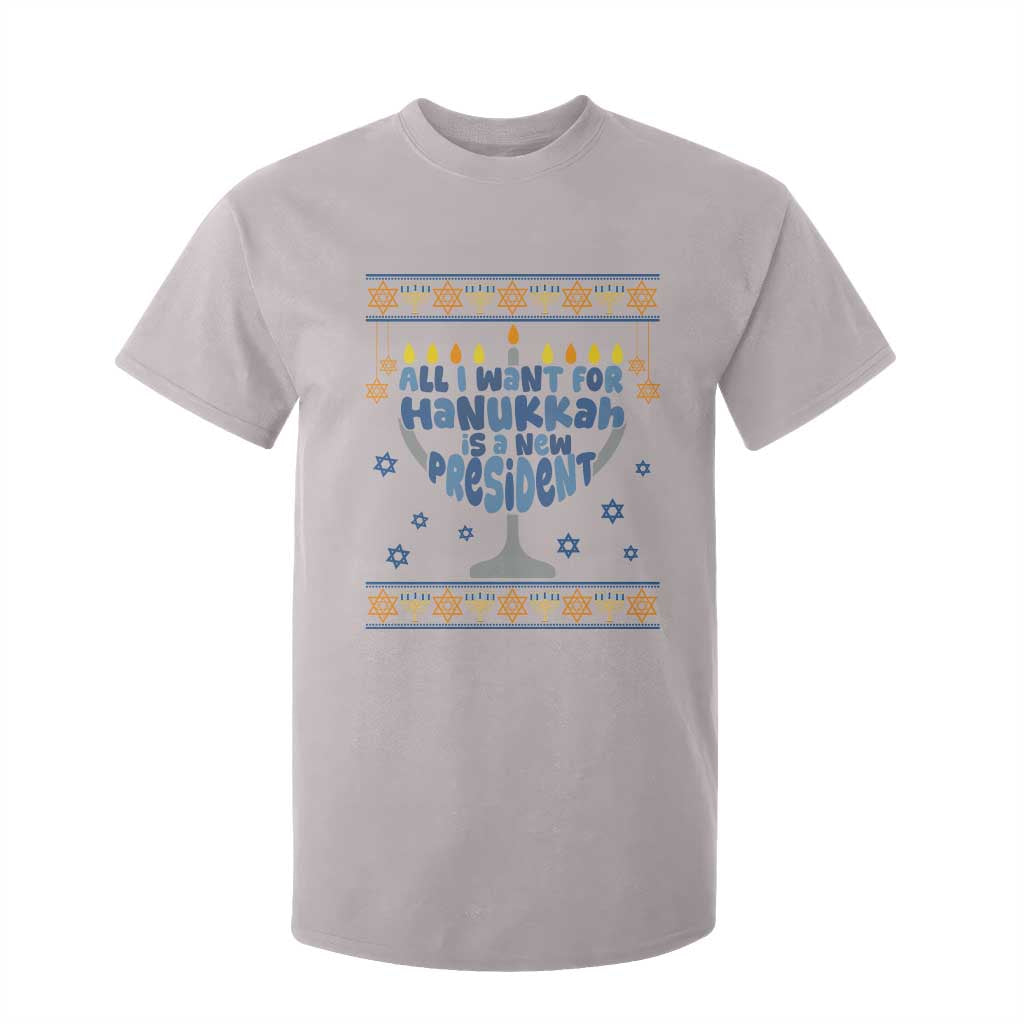 Funny Political Ugly T Shirt For Kid All I Want For Hanukkah Is A New President TS12 Ice Gray Print Your Wear