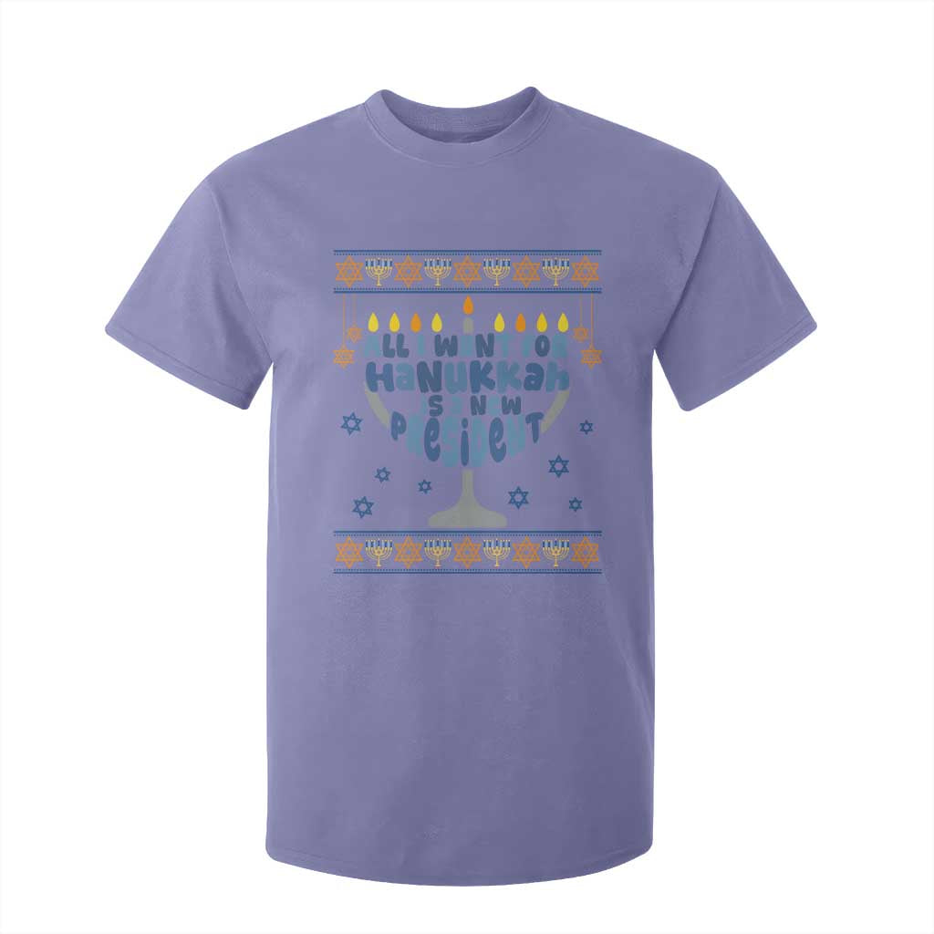 Funny Political Ugly T Shirt For Kid All I Want For Hanukkah Is A New President TS12 Violet Print Your Wear