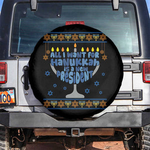 Funny Political Ugly Spare Tire Cover All I Want For Hanukkah Is A New President TS12 No hole Black Print Your Wear