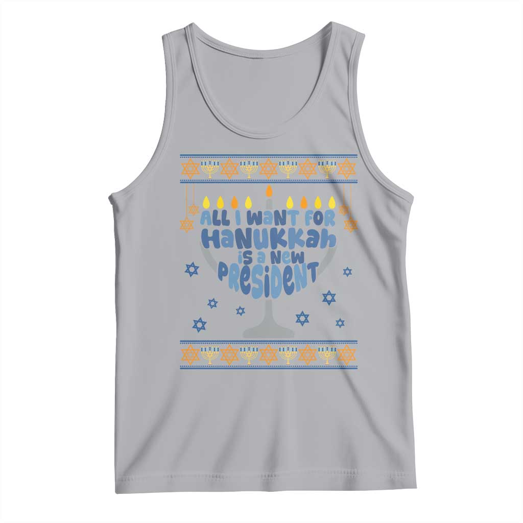 Funny Political Ugly Tank Top All I Want For Hanukkah Is A New President TS12 Athletic Heather Print Your Wear
