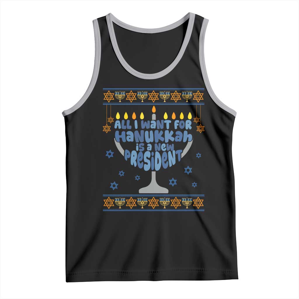 Funny Political Ugly Tank Top All I Want For Hanukkah Is A New President TS12 Black Athletic Heather Print Your Wear