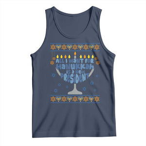 Funny Political Ugly Tank Top All I Want For Hanukkah Is A New President TS12 Navy Print Your Wear