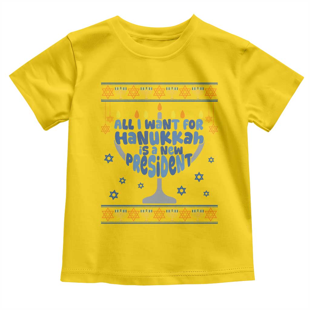Funny Political Ugly Toddler T Shirt All I Want For Hanukkah Is A New President TS12 Daisy Print Your Wear