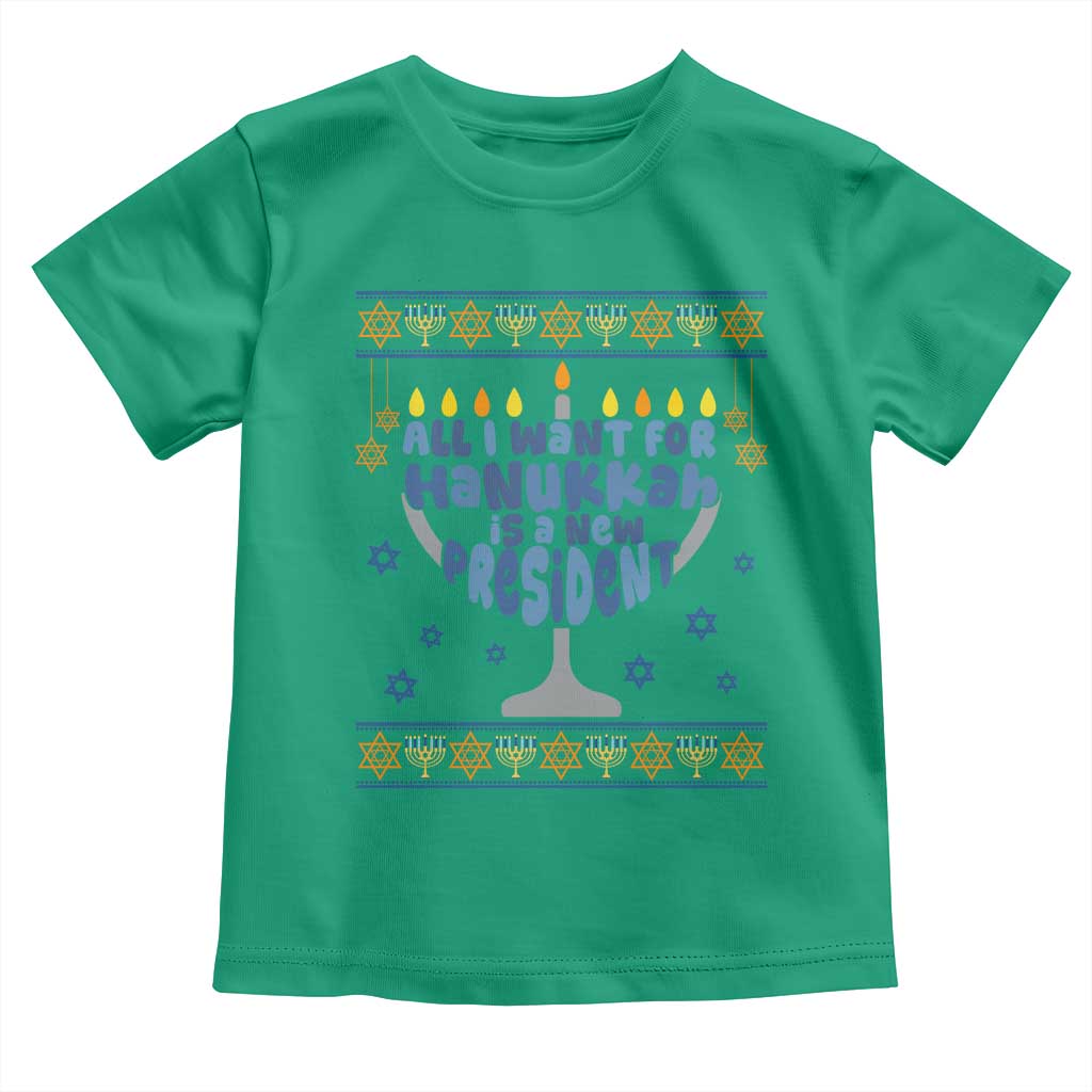 Funny Political Ugly Toddler T Shirt All I Want For Hanukkah Is A New President TS12 Irish Green Print Your Wear
