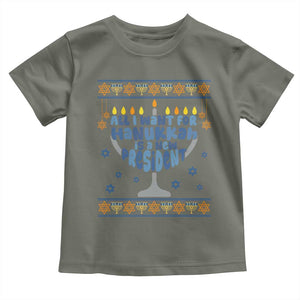Funny Political Ugly Toddler T Shirt All I Want For Hanukkah Is A New President TS12 Military Green Print Your Wear