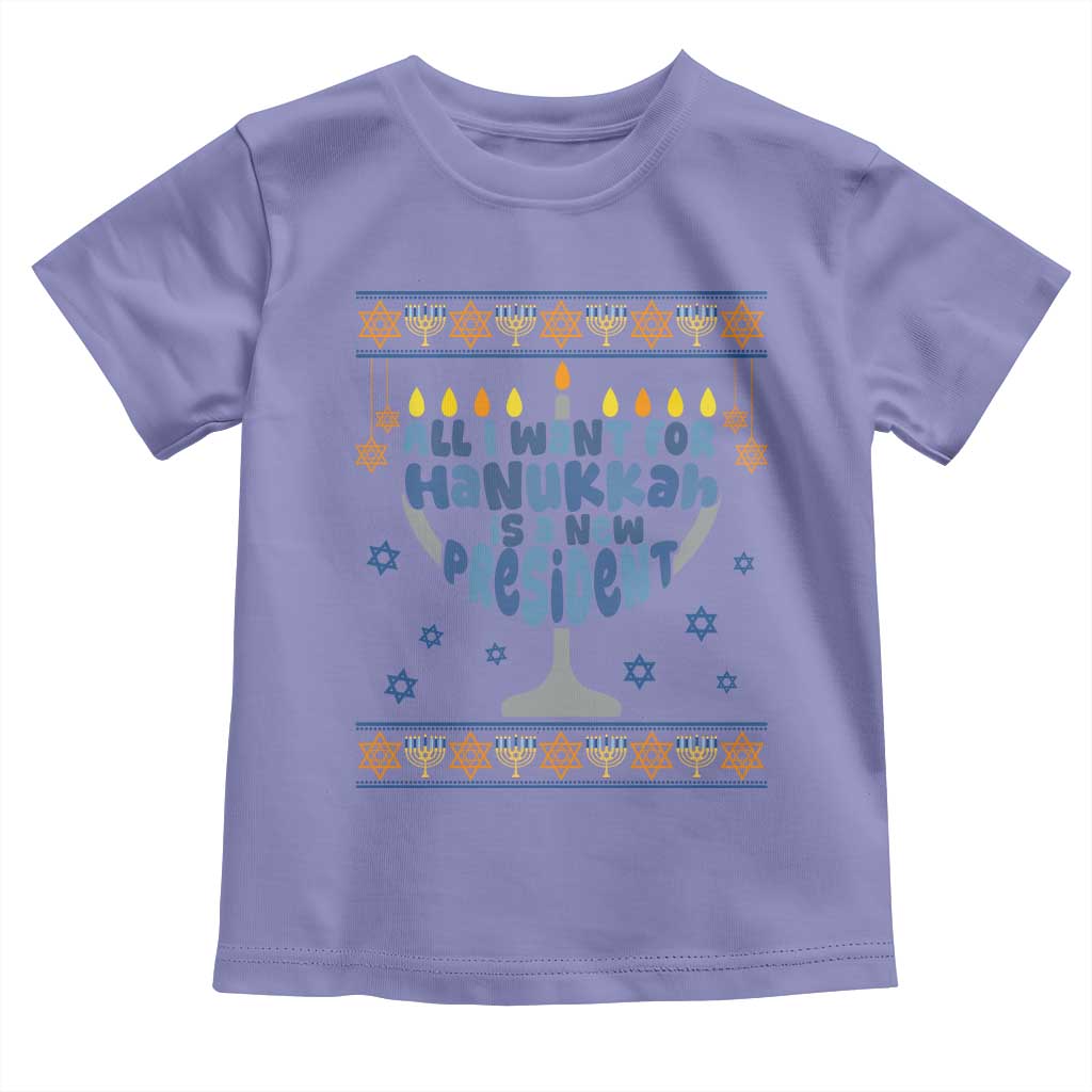 Funny Political Ugly Toddler T Shirt All I Want For Hanukkah Is A New President TS12 Violet Print Your Wear