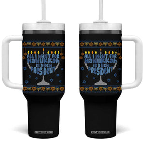 Funny Political Ugly Tumbler With Handle All I Want For Hanukkah Is A New President TS12 One Size: 40 oz Black Print Your Wear
