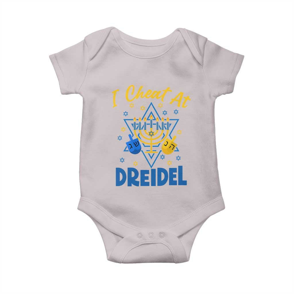 I Cheat At Dreidel Baby Onesie Funny Hanukkah Jewish Gift TS12 Ice Gray Print Your Wear