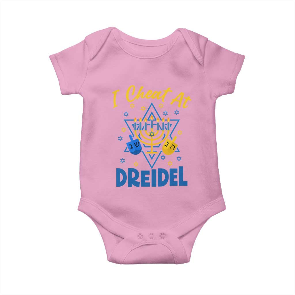 I Cheat At Dreidel Baby Onesie Funny Hanukkah Jewish Gift TS12 Light Pink Print Your Wear