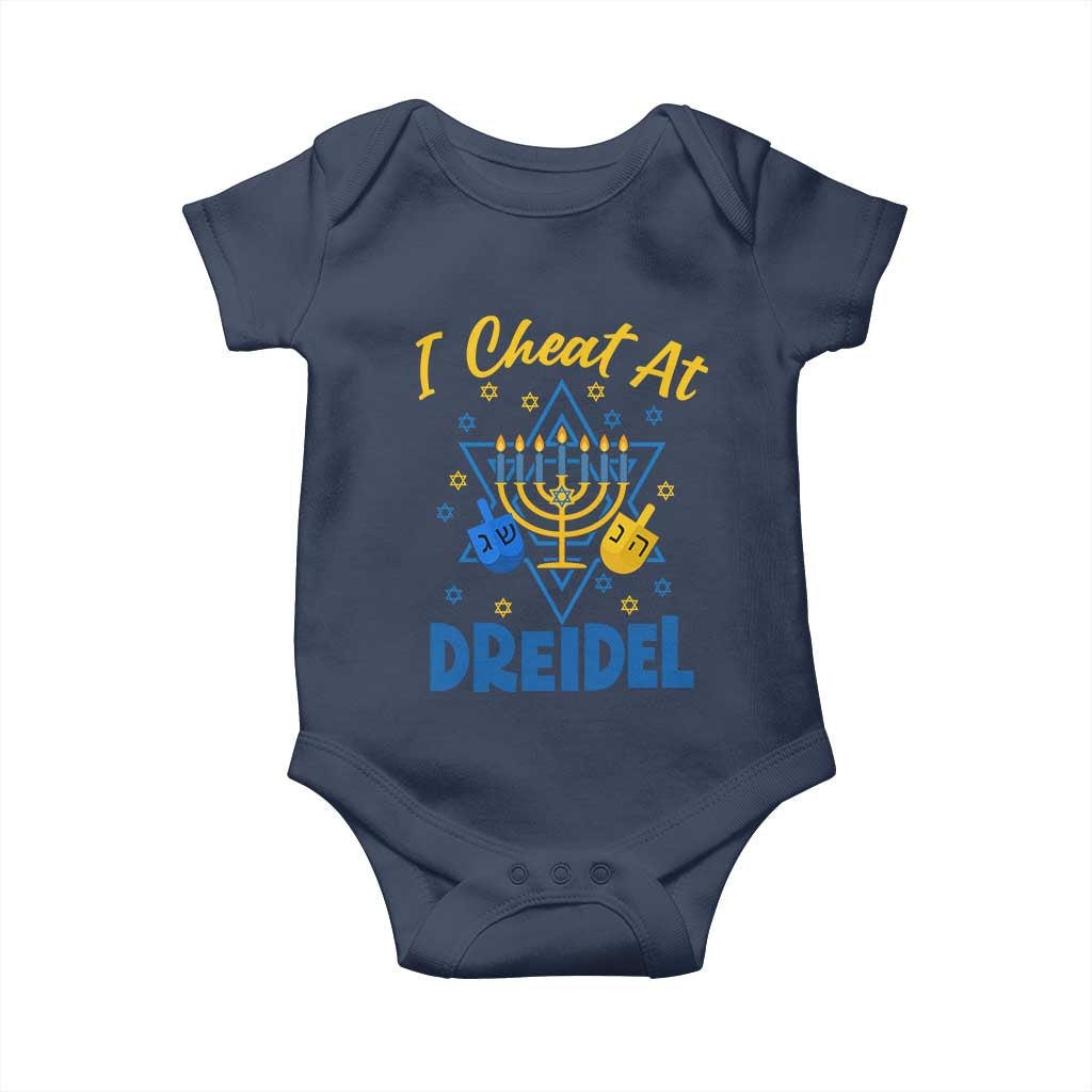 I Cheat At Dreidel Baby Onesie Funny Hanukkah Jewish Gift TS12 Navy Print Your Wear