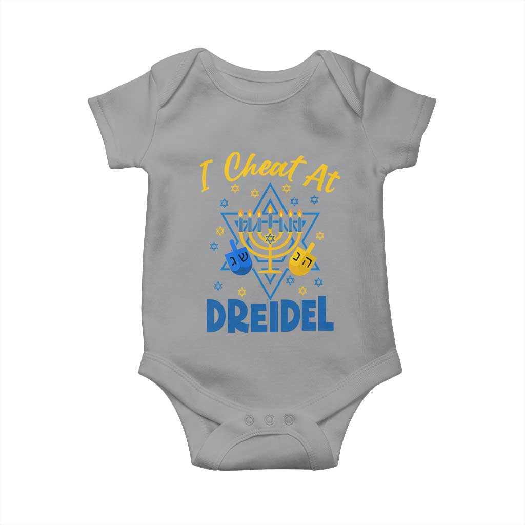I Cheat At Dreidel Baby Onesie Funny Hanukkah Jewish Gift TS12 Sport Gray Print Your Wear