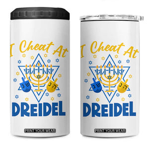 I Cheat At Dreidel 4 in 1 Can Cooler Tumbler Funny Hanukkah Jewish Gift TS12 One Size: 16 oz White Print Your Wear
