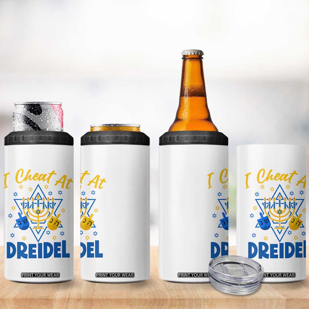 I Cheat At Dreidel 4 in 1 Can Cooler Tumbler Funny Hanukkah Jewish Gift TS12 Print Your Wear
