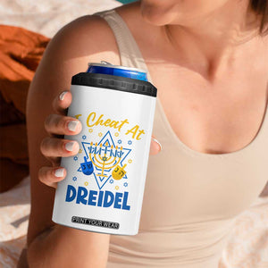 I Cheat At Dreidel 4 in 1 Can Cooler Tumbler Funny Hanukkah Jewish Gift TS12 Print Your Wear