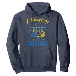 I Cheat At Dreidel Hoodie Funny Hanukkah Jewish Gift TS12 Navy Print Your Wear