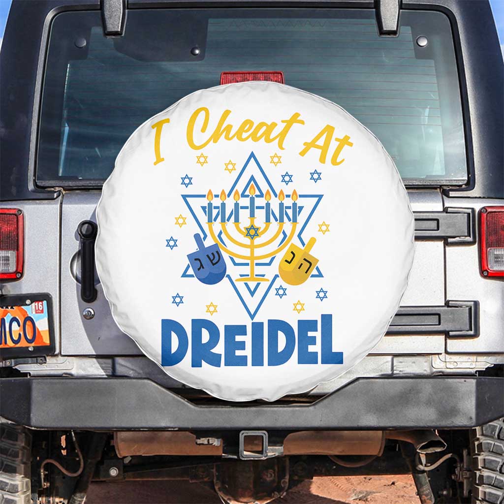I Cheat At Dreidel Spare Tire Cover Funny Hanukkah Jewish Gift - Print Your Wear
