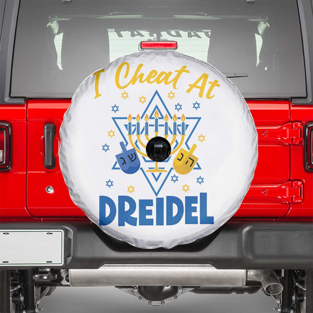 I Cheat At Dreidel Spare Tire Cover Funny Hanukkah Jewish Gift TS12 White Print Your Wear