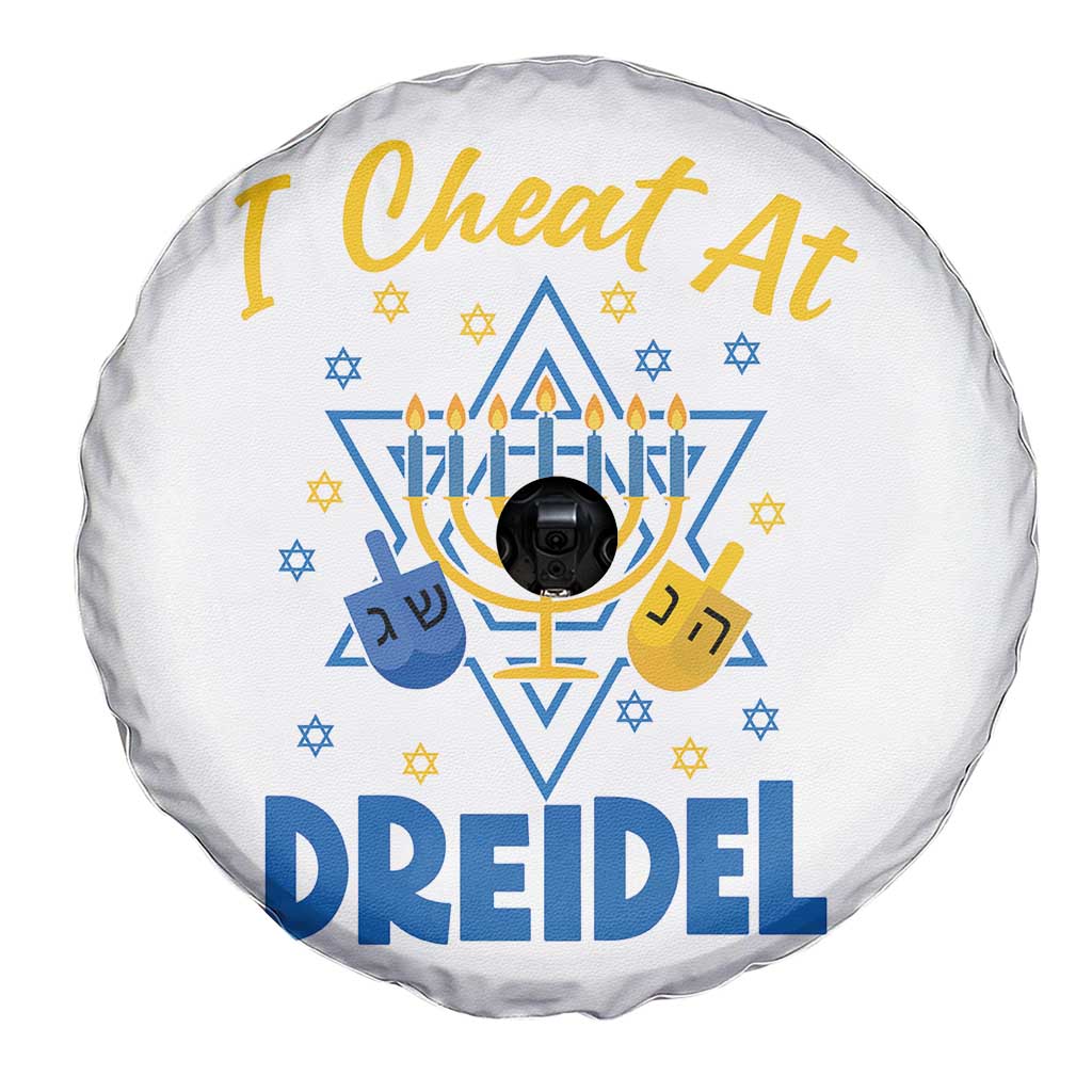I Cheat At Dreidel Spare Tire Cover Funny Hanukkah Jewish Gift - Print Your Wear