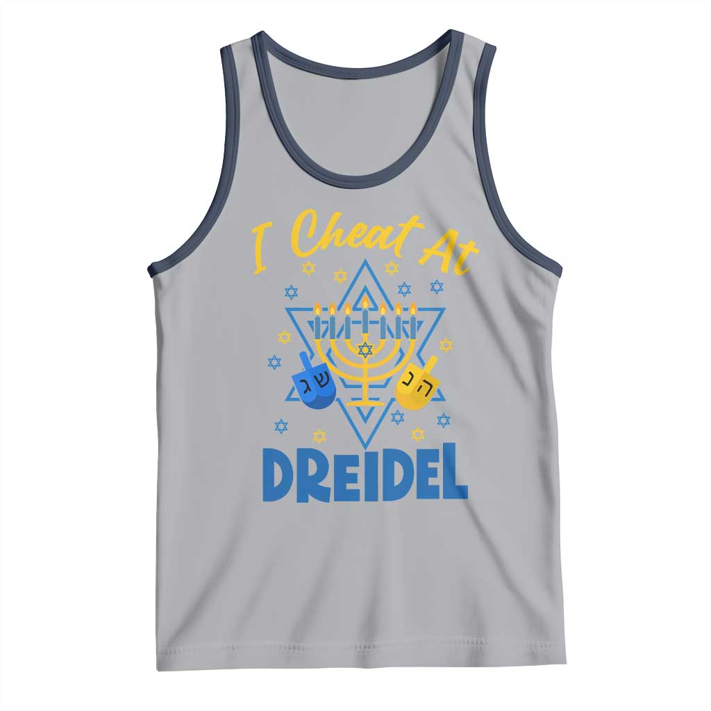 I Cheat At Dreidel Tank Top Funny Hanukkah Jewish Gift TS12 Athletic Heather Navy Print Your Wear