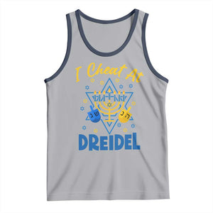 I Cheat At Dreidel Tank Top Funny Hanukkah Jewish Gift TS12 Athletic Heather Navy Print Your Wear