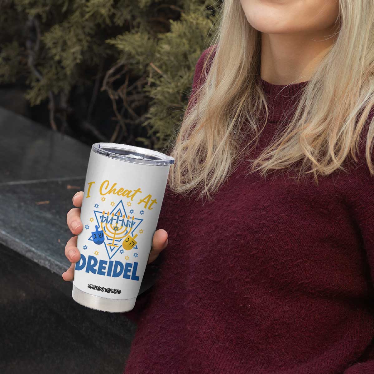 I Cheat At Dreidel Tumbler Cup Funny Hanukkah Jewish Gift TS12 Print Your Wear