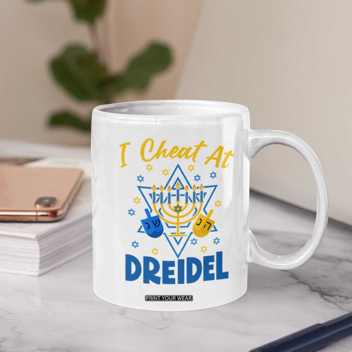 I Cheat At Dreidel Coffee Mug Funny Hanukkah Jewish Gift TS12 Print Your Wear