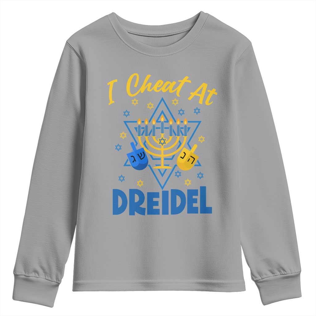 I Cheat At Dreidel Youth Sweatshirt Funny Hanukkah Jewish Gift TS12 Sport Gray Print Your Wear