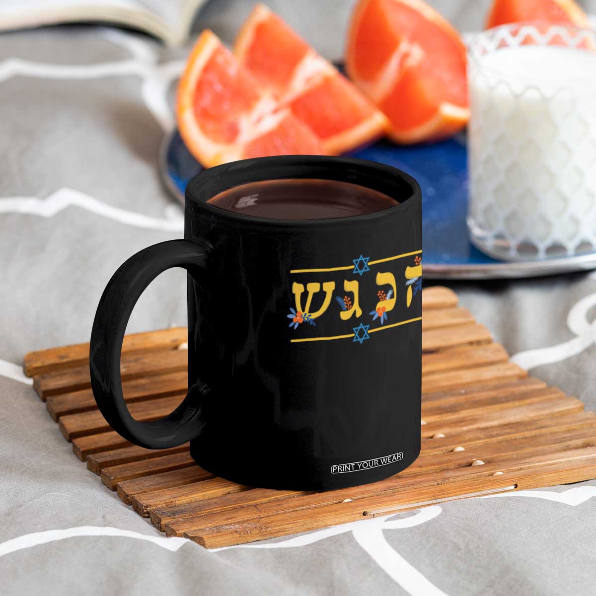 Floral Dreidel Hebrew Hanukkah Coffee Mug Festival Of Lights Gift TS12 Print Your Wear