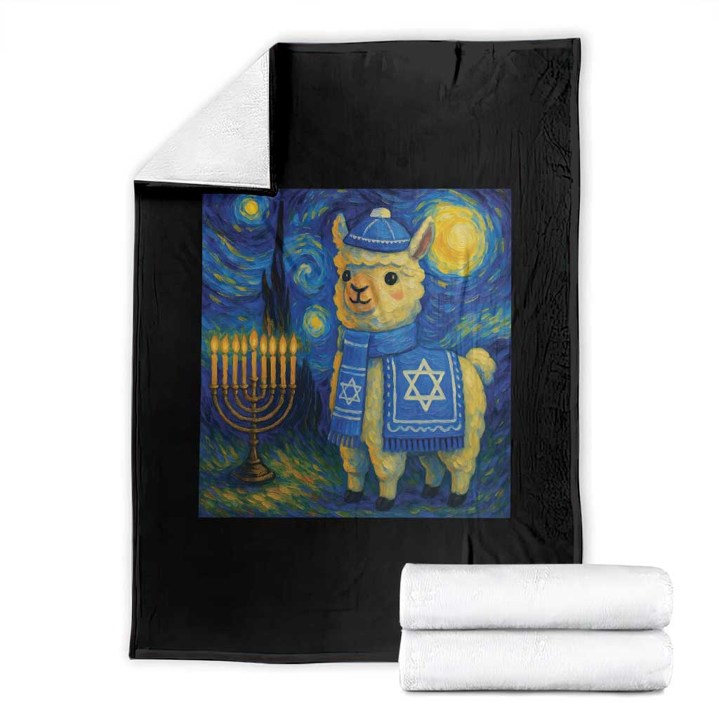 Starry Hanukkah Night Throw Blanket Funny Llama Jewish Holiday Gift TS12 Black Print Your Wear