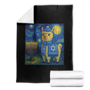 Starry Hanukkah Night Throw Blanket Funny Llama Jewish Holiday Gift TS12 Black Print Your Wear