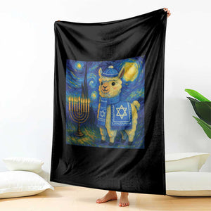 Starry Hanukkah Night Throw Blanket Funny Llama Jewish Holiday Gift TS12 Print Your Wear