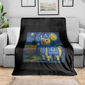Starry Hanukkah Night Throw Blanket Funny Llama Jewish Holiday Gift TS12 Print Your Wear