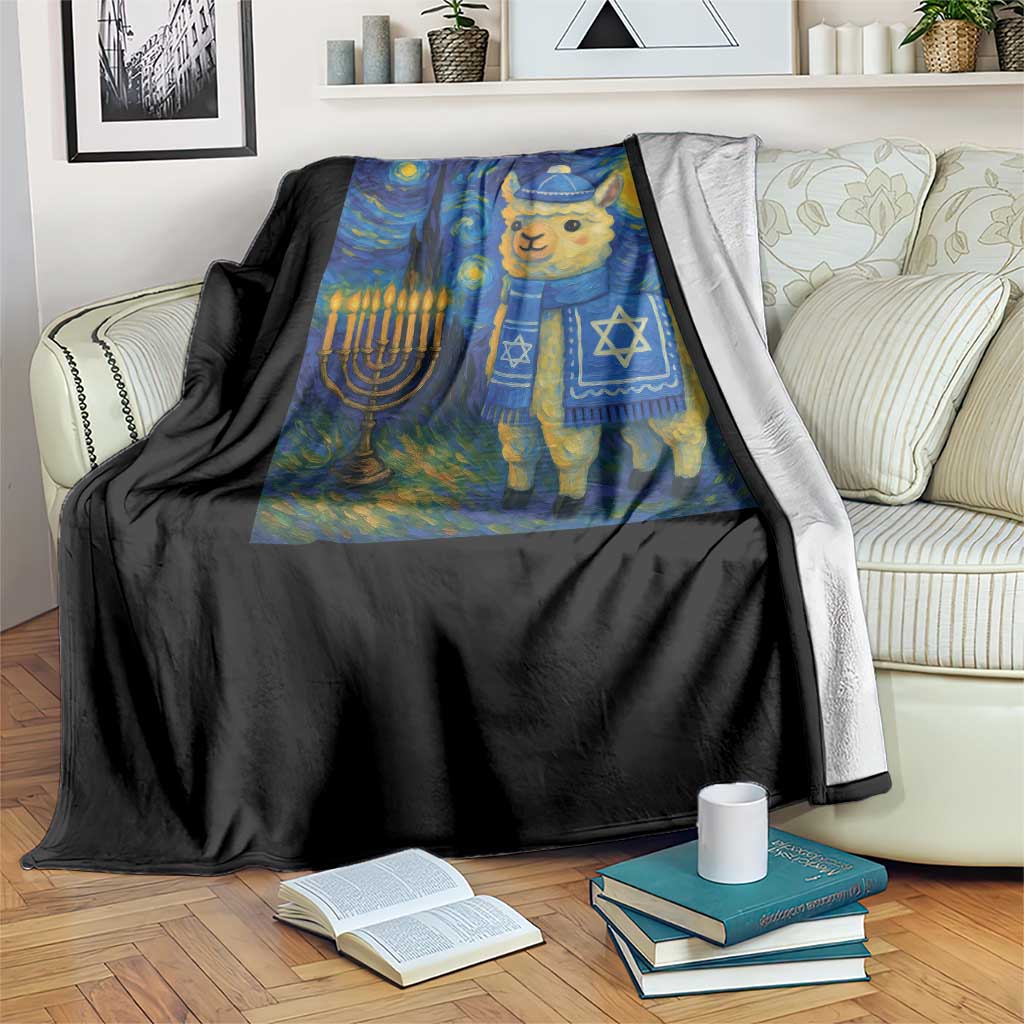 Starry Hanukkah Night Throw Blanket Funny Llama Jewish Holiday Gift TS12 Print Your Wear