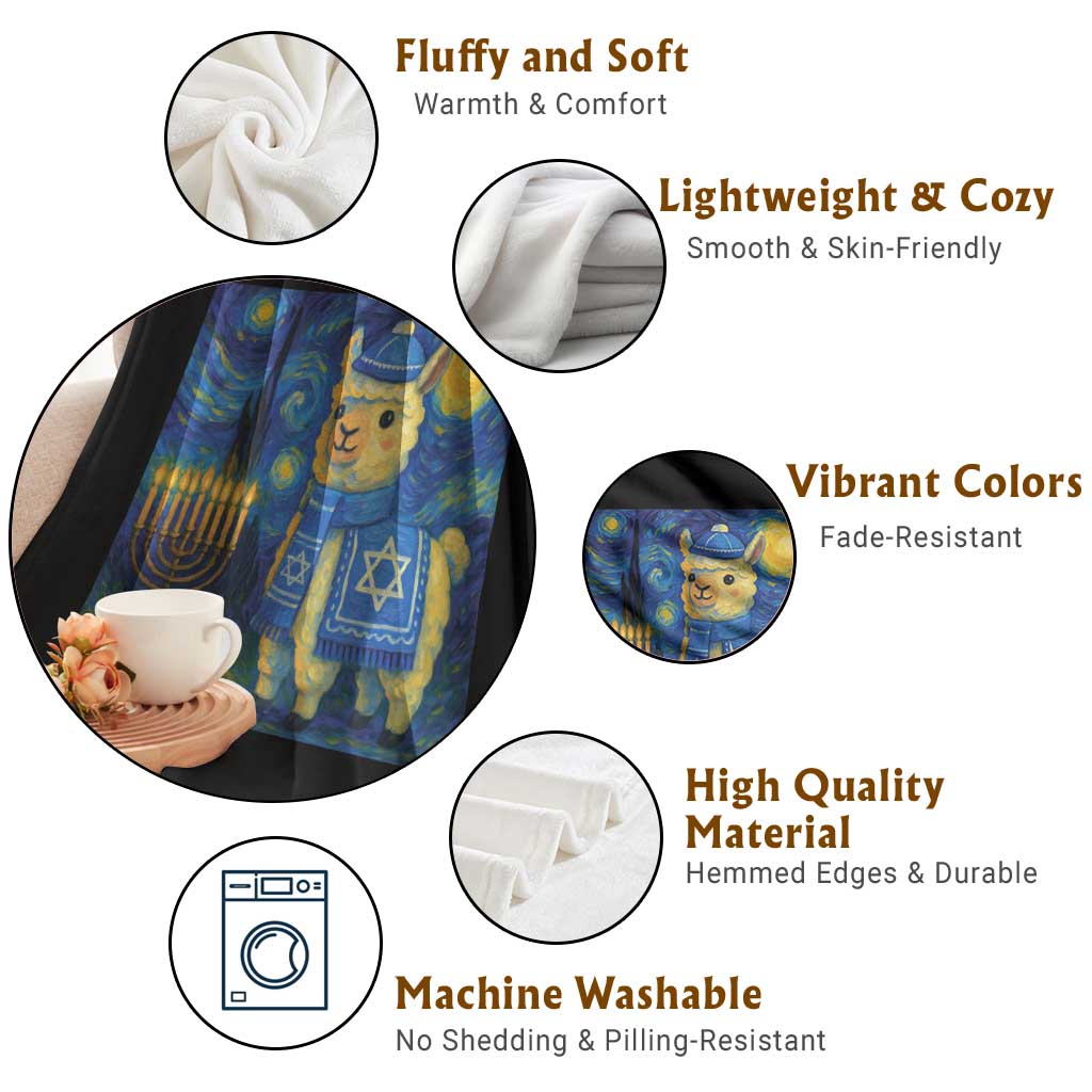 Starry Hanukkah Night Throw Blanket Funny Llama Jewish Holiday Gift TS12 Print Your Wear
