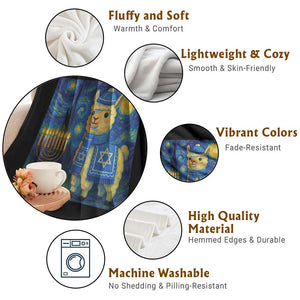 Starry Hanukkah Night Throw Blanket Funny Llama Jewish Holiday Gift TS12 Print Your Wear