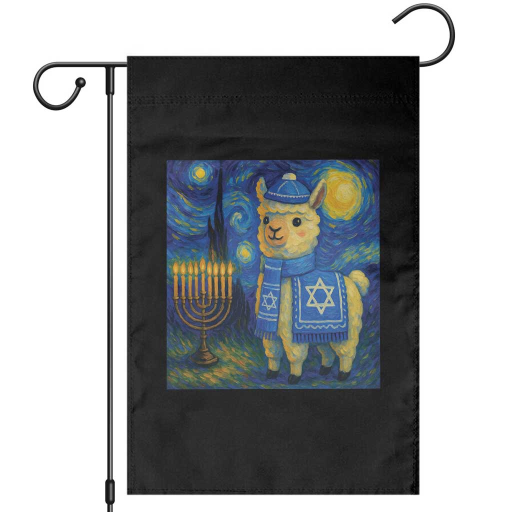 Starry Hanukkah Night Garden Flag Funny Llama Jewish Holiday Gift TS12 Black Print Your Wear
