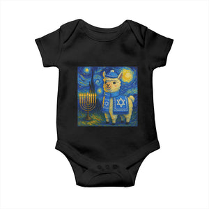 Starry Hanukkah Night Baby Onesie Funny Llama Jewish Holiday Gift TS12 Black Print Your Wear