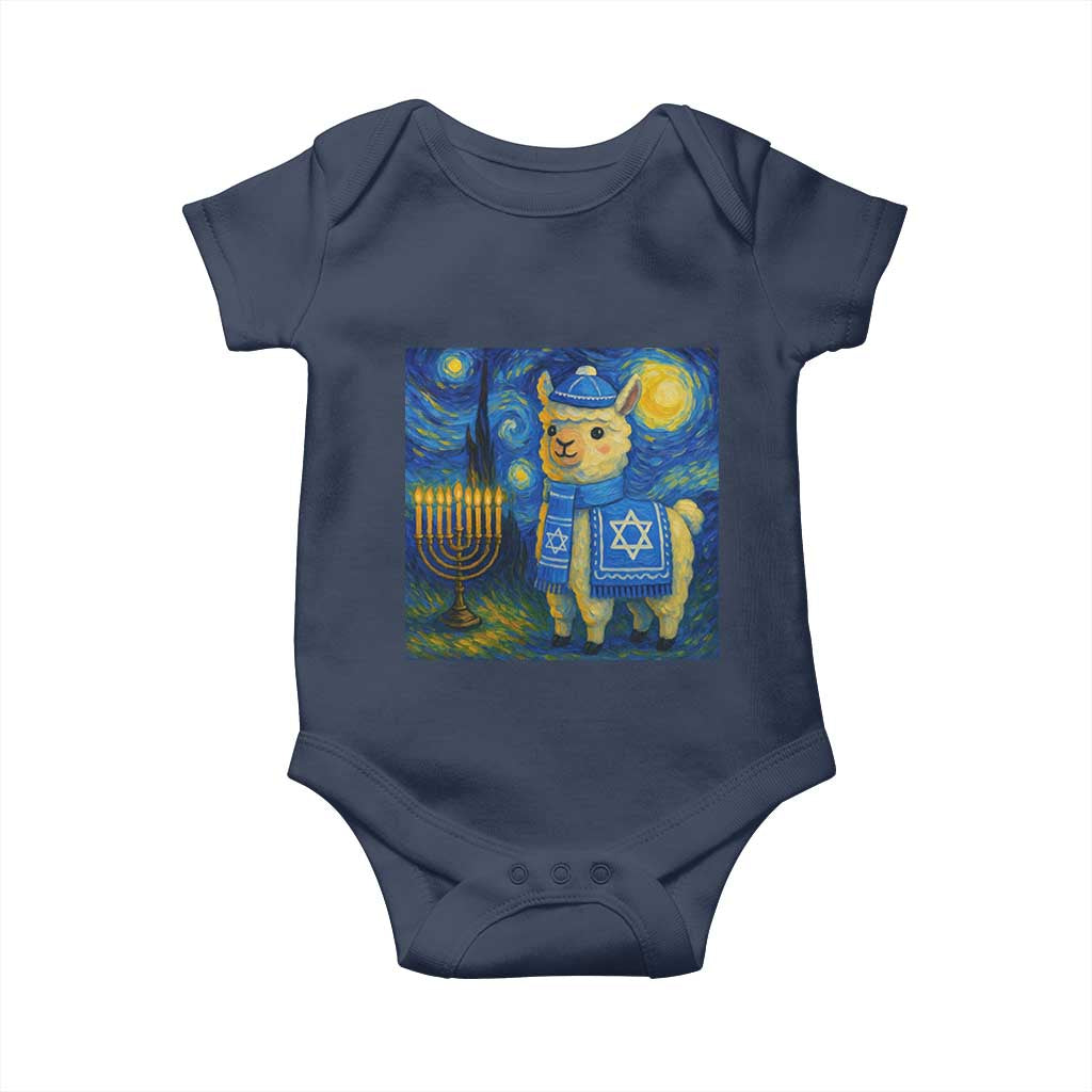 Starry Hanukkah Night Baby Onesie Funny Llama Jewish Holiday Gift TS12 Navy Print Your Wear