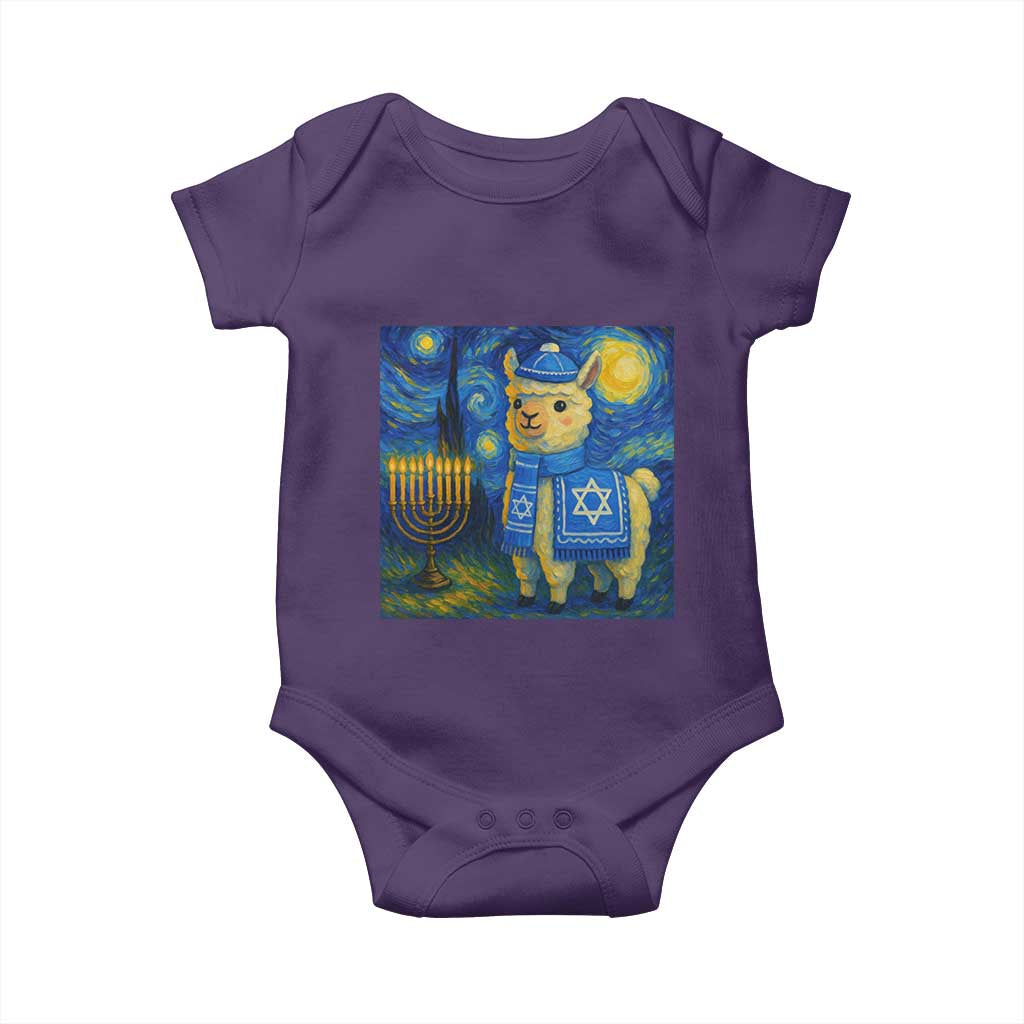 Starry Hanukkah Night Baby Onesie Funny Llama Jewish Holiday Gift TS12 Purple Print Your Wear
