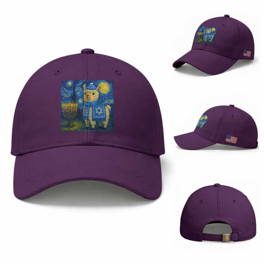Starry Hanukkah Night Baseball Cap Funny Llama Jewish Holiday Gift TS12 Baseball Cap Universal Fit Purple Print Your Wear