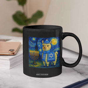 Starry Hanukkah Night Coffee Mug Funny Llama Jewish Holiday Gift TS12 Print Your Wear
