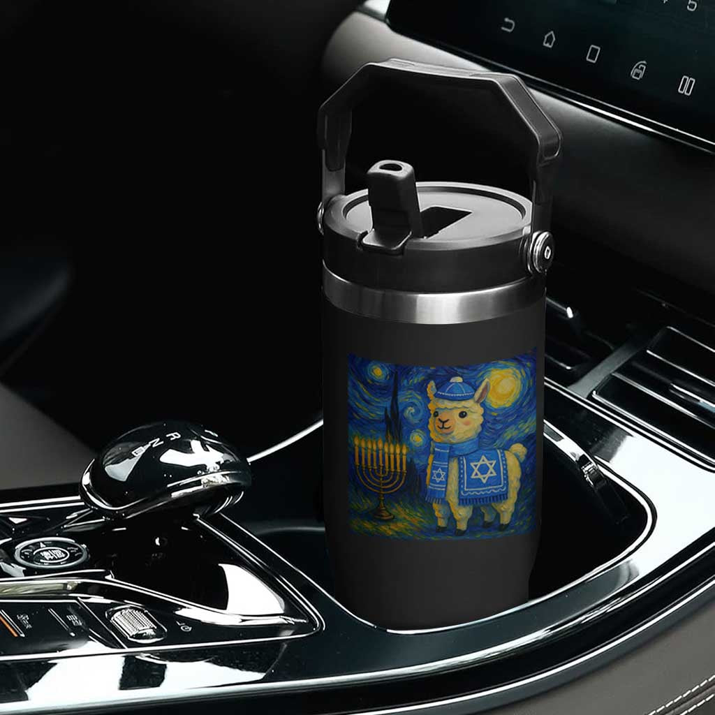 Starry Hanukkah Night Flip Straw Tumbler Funny Llama Jewish Holiday Gift TS12 Print Your Wear