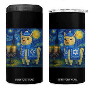 Starry Hanukkah Night 4 in 1 Can Cooler Tumbler Funny Llama Jewish Holiday Gift TS12 One Size: 16 oz Black Print Your Wear
