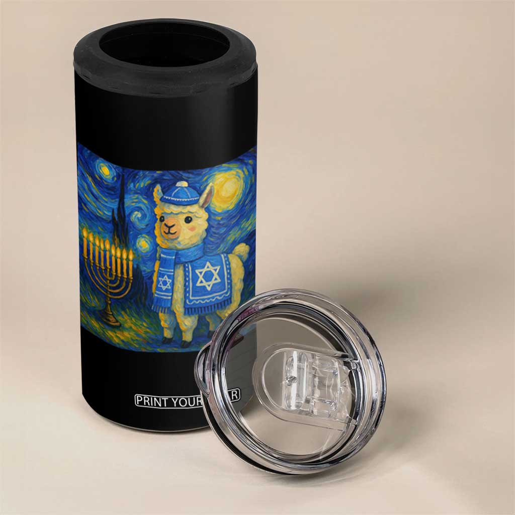 Starry Hanukkah Night 4 in 1 Can Cooler Tumbler Funny Llama Jewish Holiday Gift TS12 Print Your Wear