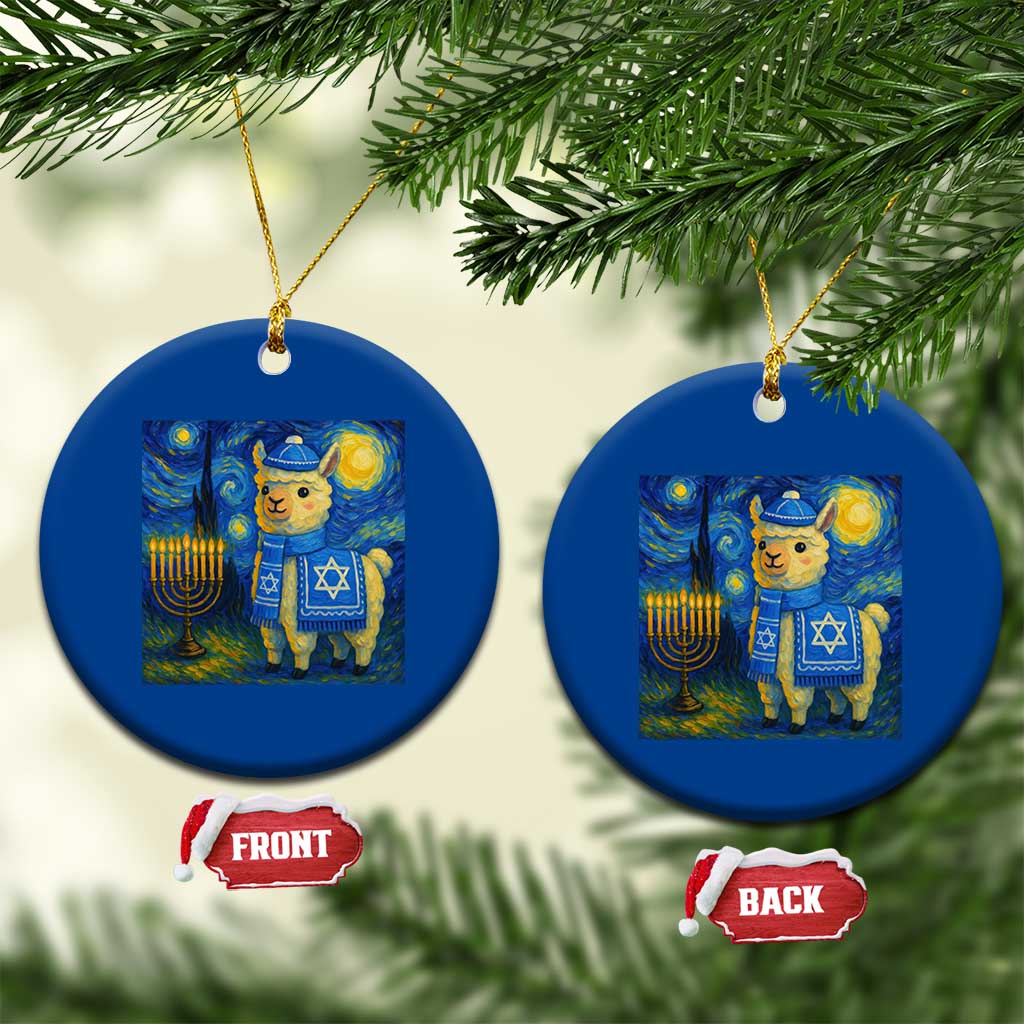 Starry Hanukkah Night Ceramic Ornament Funny Llama Jewish Holiday Gift TS12 1pc Blue Print Your Wear
