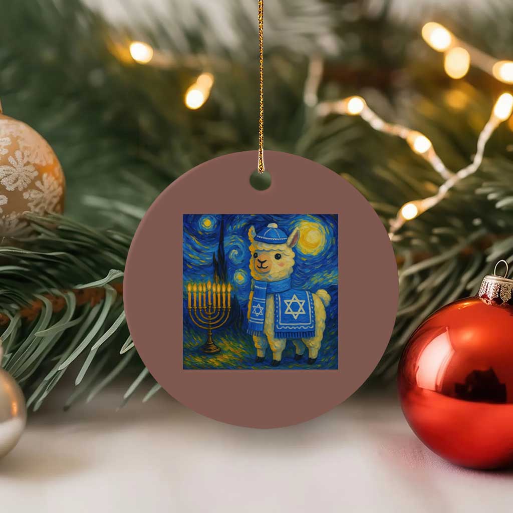 Starry Hanukkah Night Ceramic Ornament Funny Llama Jewish Holiday Gift TS12 1pc Mocha Print Your Wear