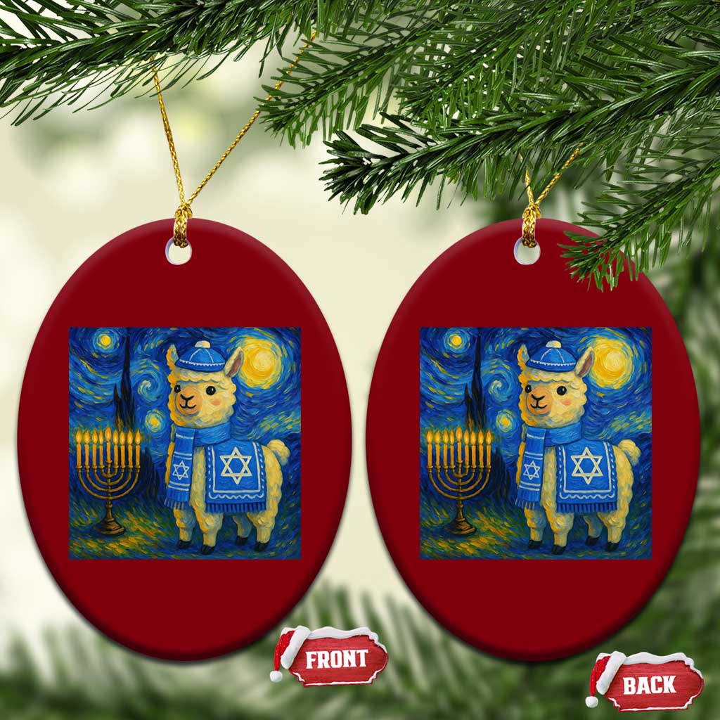Starry Hanukkah Night Ceramic Ornament Funny Llama Jewish Holiday Gift TS12 Print Your Wear