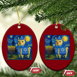 Starry Hanukkah Night Ceramic Ornament Funny Llama Jewish Holiday Gift TS12 Print Your Wear