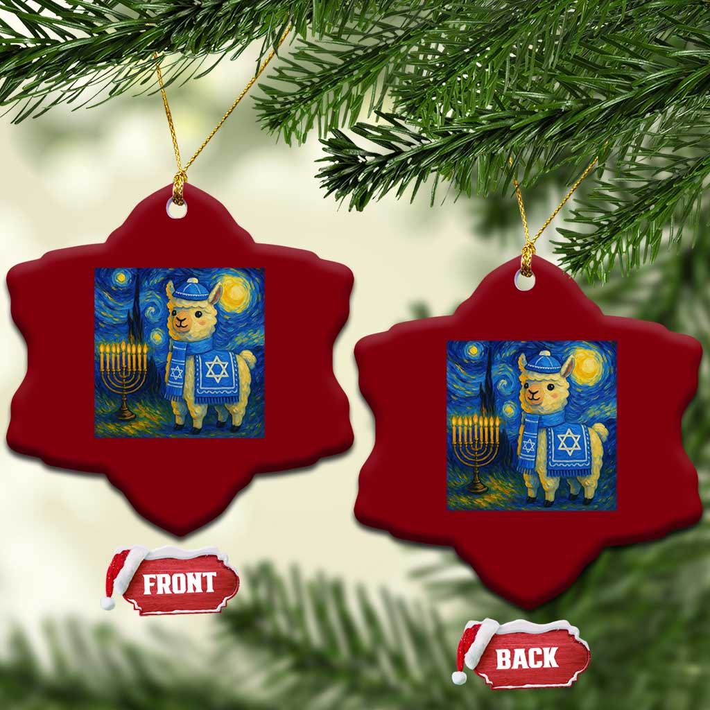 Starry Hanukkah Night Ceramic Ornament Funny Llama Jewish Holiday Gift TS12 Print Your Wear