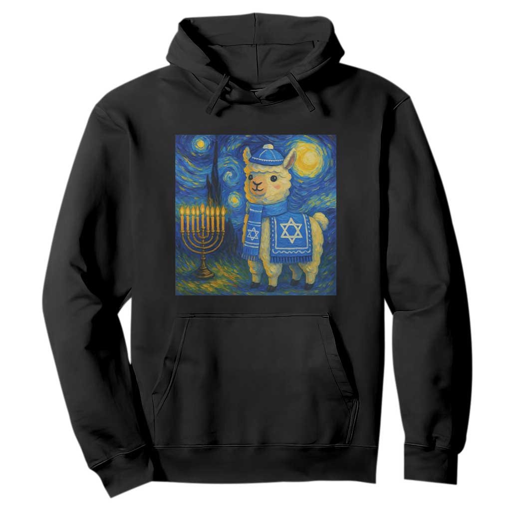 Starry Hanukkah Night Hoodie Funny Llama Jewish Holiday Gift TS12 Black Print Your Wear